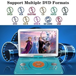YOOHOO Lecteur DVD Portable de 16,9" avec écran LCD HD de 14,1" avec contrôleur Haute résolution Batterie Rechargeable Grand écr