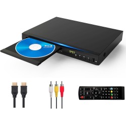 Lecteur DVD Blu-Ray multimédia pour Films et Musique Dolby Audio Full HD 1080p avec Sortie HDMI/Sortie AV/Sortie coaxiale/Disque