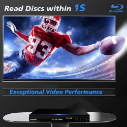 Lecteur DVD Blu-Ray multimédia pour Films et Musique Dolby Audio Full HD 1080p avec Sortie HDMI/Sortie AV/Sortie coaxiale/Disque