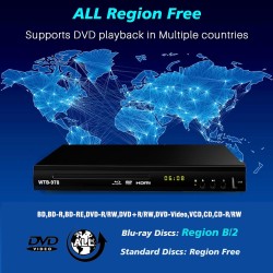 Lecteur DVD Blu-Ray multimédia pour Films et Musique Dolby Audio Full HD 1080p avec Sortie HDMI/Sortie AV/Sortie coaxiale/Disque
