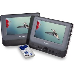 Salora DVP7048TWIN Lecteur DVD Portable Voiture 2 écrans 7" – Écran Double pour Enfant, Compatible DVD, MP4, MP3, VCD – Lecteur 