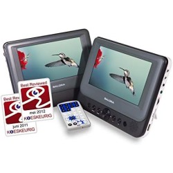 Salora DVP7048TWIN Lecteur DVD Portable Voiture 2 écrans 7" – Écran Double pour Enfant, Compatible DVD, MP4, MP3, VCD – Lecteur 