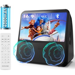 Lecteur dvd portable bleutooth, 4000mah rechargeable lecteur dvd region free pour voiture avec haut-parleurs intégrés double, co