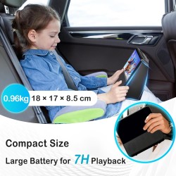 Lecteur dvd portable bleutooth, 4000mah rechargeable lecteur dvd region free pour voiture avec haut-parleurs intégrés double, co