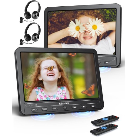 Lecteur DVD portable 10,5 Pouces avec HDMI Input, 2 écrans avec 5 Heures de Batterie Rechargeable ,Lecteur DVD Voiture, ecran de