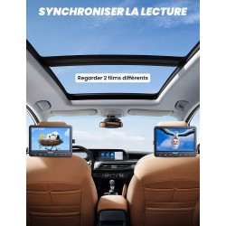 Lecteur DVD portable 10,5 Pouces avec HDMI Input, 2 écrans avec 5 Heures de Batterie Rechargeable ,Lecteur DVD Voiture, ecran de