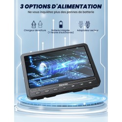 Lecteur DVD portable 10,5 Pouces avec HDMI Input, 2 écrans avec 5 Heures de Batterie Rechargeable ,Lecteur DVD Voiture, ecran de