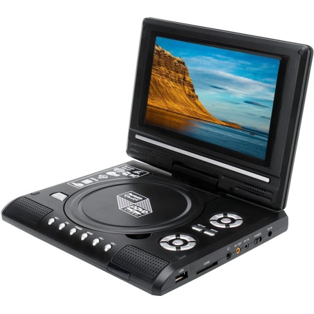 Lecteur DVD Portable avec Écran Rotatif 7,8'',écran orientable sur 270 degrés, Batterie Rechargeable Intégrée,Accepte USB/CD/AV 