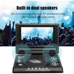 Lecteur DVD Portable avec Écran Rotatif 7,8'',écran orientable sur 270 degrés, Batterie Rechargeable Intégrée,Accepte USB/CD/AV 