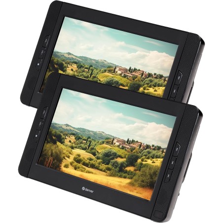 Denver Lecteur DVD Portable Voiture - 10'' - Deux écrans - Chargeur de Voiture - Carte SD et Port USB - Télécommande Incluse - M