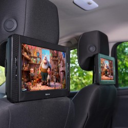 Denver Lecteur DVD Portable Voiture - 10'' - Deux écrans - Chargeur de Voiture - Carte SD et Port USB - Télécommande Incluse - M