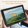 DBPOWER Lecteur DVD portable de 16,9'' avec grand écran HD pivotant de 14,1'', avec batterie rechargeable de 6 heures 5000 mAh, 
