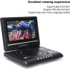 Lecteur DVD HD Portable avec écran Pivotant, Deux Haut-parleurs Stéréo, TV Analogique, Port USB, Lecteur de Cartes, Batterie Lon