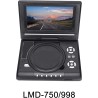 Lecteur DVD HD Portable avec écran Pivotant, Deux Haut-parleurs Stéréo, TV Analogique, Port USB, Lecteur de Cartes, Batterie Lon