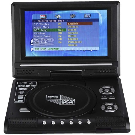 Lecteur DVD Portable,Écran pivotant LCD HD TV 7 Pouces avec Lecture de Carte intégrée pour Les Vols, Les trajets Routiers,DVD de