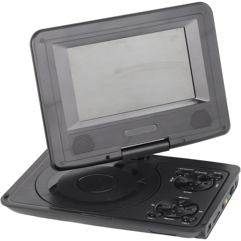 Mini Lecteur DVD Portable de 6,8 '', avec écran Panoramique LCD HD Pivotant à 270 °, Prise en Charge de la Carte USB/SD/Sync TV 
