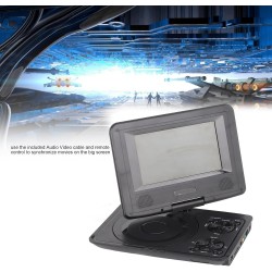 Mini Lecteur DVD Portable de 6,8 '', avec écran Panoramique LCD HD Pivotant à 270 °, Prise en Charge de la Carte USB/SD/Sync TV 