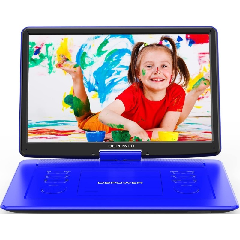 DBPOWER Lecteur DVD portable 18" avec écran pivotant HD 15,6", batterie rechargeable 6h, USB/SD/synchronisation TV/multiples for