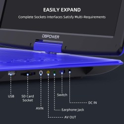 DBPOWER Lecteur DVD portable 18" avec écran pivotant HD 15,6", batterie rechargeable 6h, USB/SD/synchronisation TV/multiples for
