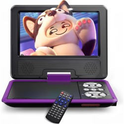 WOLFANG 9,5" Lecteur DVD Portable pour Enfants avec Écran Pivotant HD, 6 Heures d'Autonomie, Prise en Charge de la Télévision de