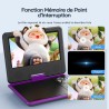 WOLFANG 9,5" Lecteur DVD Portable pour Enfants avec Écran Pivotant HD, 6 Heures d'Autonomie, Prise en Charge de la Télévision de