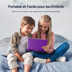 WOLFANG 9,5" Lecteur DVD Portable pour Enfants avec Écran Pivotant HD, 6 Heures d'Autonomie, Prise en Charge de la Télévision de