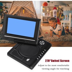 Lecteur DVD Portable 7 Pouces,LCD TV 16: 9 Prise en Charge AVI EVD DVD, SVCD, VCD, CD, CD-R/RW, Images JPG et MPEG-4, avec Lecte