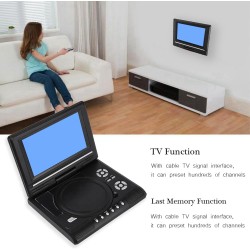Lecteur DVD Portable 7 Pouces,LCD TV 16: 9 Prise en Charge AVI EVD DVD, SVCD, VCD, CD, CD-R/RW, Images JPG et MPEG-4, avec Lecte