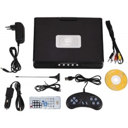 Socobeta Lecteur vidéo DVD Rotatif 9 Pouces Portable LCD Grand écran Radio Jeu SD USB AV CD VCD(Prise UE)