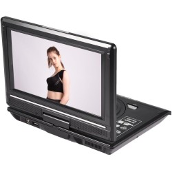 Socobeta Lecteur vidéo DVD Rotatif 9 Pouces Portable LCD Grand écran Radio Jeu SD USB AV CD VCD(Prise UE)