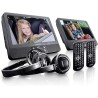 Lenco DVP-939 - lecteur DVD portable 2 x 9 pouces avec 2 casques et 2 supports d'appui-tête - batterie rechargeable intégrée - e