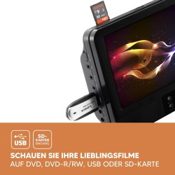 Lenco DVP-939 - lecteur DVD portable 2 x 9 pouces avec 2 casques et 2 supports d'appui-tête - batterie rechargeable intégrée - e