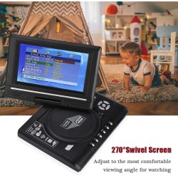 Lecteur Portable, 7,8 Pouces Lecteur DVD Portable avec 800 mAh Batterie Rechargeable, 270 Degrés Écran Rotatif Support Cartes SD