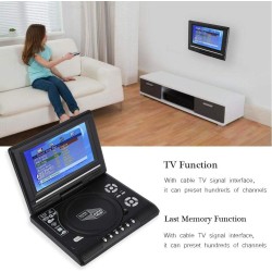 Lecteur Portable, 7,8 Pouces Lecteur DVD Portable avec 800 mAh Batterie Rechargeable, 270 Degrés Écran Rotatif Support Cartes SD