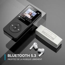 32go lecteur mp3 bleutooth 5.3 agptek lecteur musical sans perte hifi 70h ultra-longue autonomie baladeur portable avec haut-par