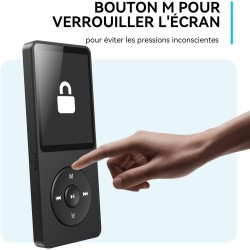 32go lecteur mp3 bleutooth 5.3 agptek lecteur musical sans perte hifi 70h ultra-longue autonomie baladeur portable avec haut-par