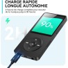 32go lecteur mp3 bleutooth 5.3 agptek lecteur musical sans perte hifi 70h ultra-longue autonomie baladeur portable avec haut-par