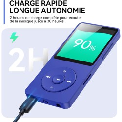 32go lecteur mp3 bleutooth 5.3 agptek lecteur musical sans perte hifi 70h ultra-longue autonomie baladeur portable avec haut-par