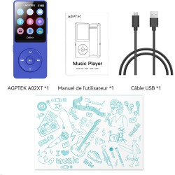 32go lecteur mp3 bleutooth 5.3 agptek lecteur musical sans perte hifi 70h ultra-longue autonomie baladeur portable avec haut-par