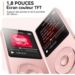 32go lecteur mp3 bleutooth 5.3 avec haut-parleur agptek lecteur musical sans perte hifi 70h ultra-longue autonomie baladeur port