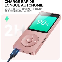 32go lecteur mp3 bleutooth 5.3 avec haut-parleur agptek lecteur musical sans perte hifi 70h ultra-longue autonomie baladeur port