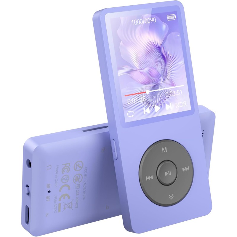 32go lecteur mp3 bleutooth 5.3 agptek lecteur musical sans perte hifi 70h ultra-longue autonomie baladeur portable avec haut-par