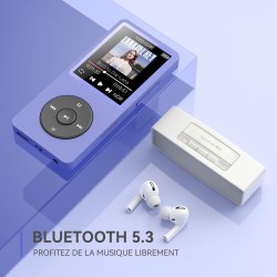 32go lecteur mp3 bleutooth 5.3 agptek lecteur musical sans perte hifi 70h ultra-longue autonomie baladeur portable avec haut-par
