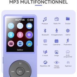 32go lecteur mp3 bleutooth 5.3 agptek lecteur musical sans perte hifi 70h ultra-longue autonomie baladeur portable avec haut-par