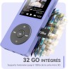 32go lecteur mp3 bleutooth 5.3 agptek lecteur musical sans perte hifi 70h ultra-longue autonomie baladeur portable avec haut-par