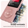 Agptek 16go mp3 bleutooth 5.0 avec boutons tactiles et écouteur, lecteur de musique sport hifi écran 1.8'' avec podomètre, radio
