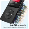 64go lecteur mp3 bleutooth 5.3 agptek lecteur musical avec haut-parleur baladeur portable sans perte hifi 70h ultra-longue auton