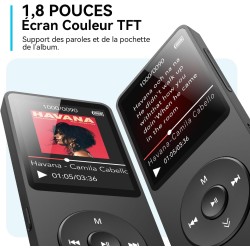 64go lecteur mp3 bleutooth 5.3 agptek lecteur musical avec haut-parleur baladeur portable sans perte hifi 70h ultra-longue auton