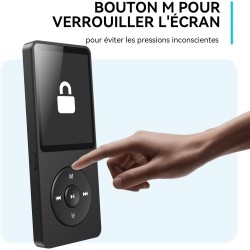 64go lecteur mp3 bleutooth 5.3 agptek lecteur musical avec haut-parleur baladeur portable sans perte hifi 70h ultra-longue auton