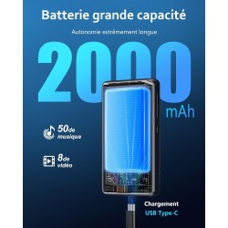80go lecteur mp3 avec bleutooth et wifi, lecteur mp4 avec écran tactile de 4,02 pouces et haut-parleurs, baladeur mp3 avec spoti